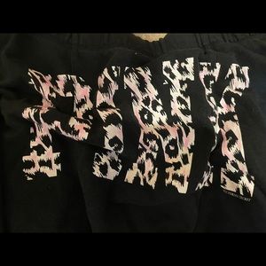 Victoria Secret Pink Black Cheetah Print Butt Boyfriend Sweat Pants!